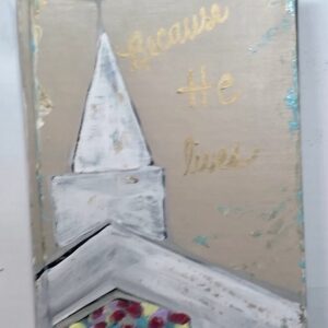 Steeple painting, book cover painting, church